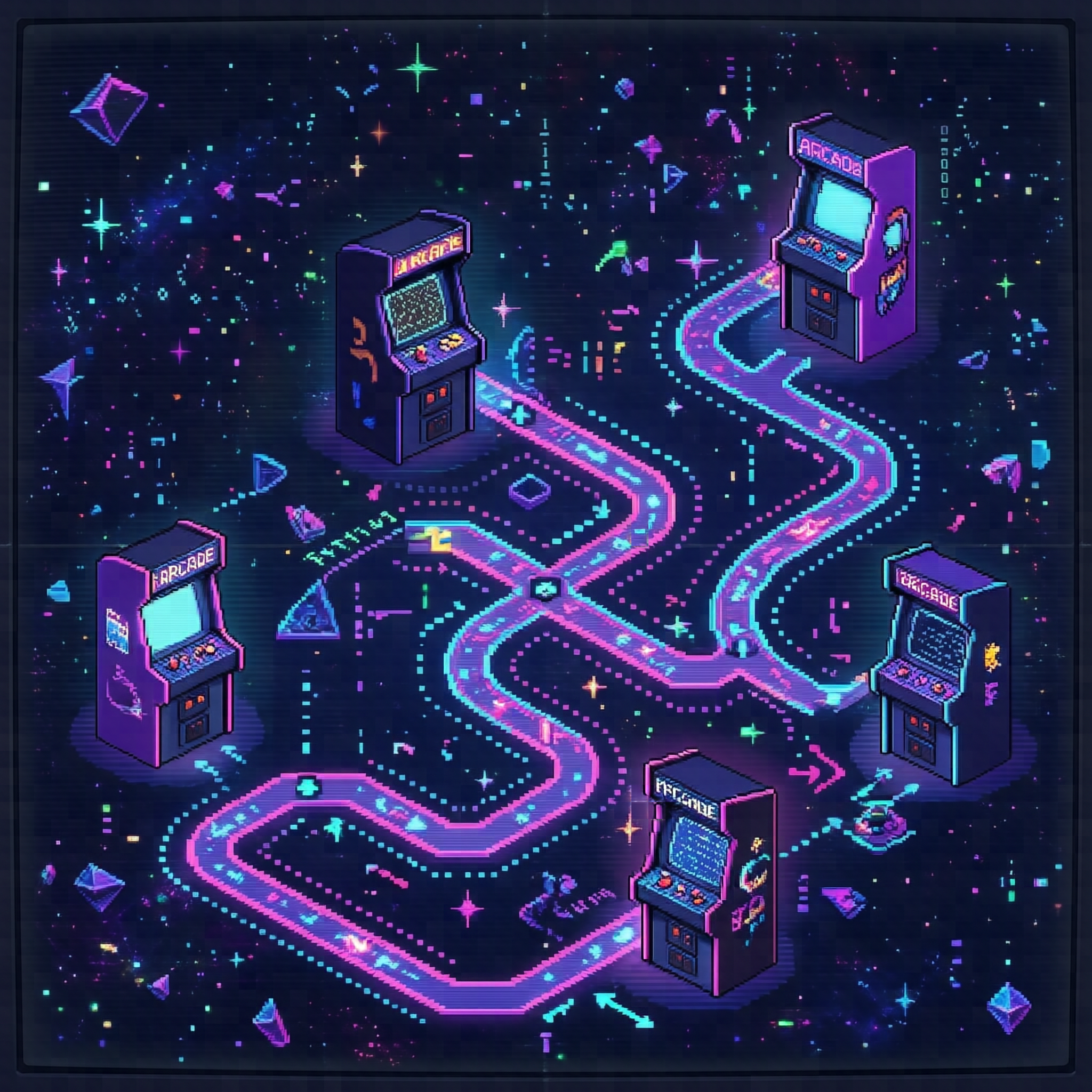 Retro pixel arcade út - klasszikus betmatch játékstációk